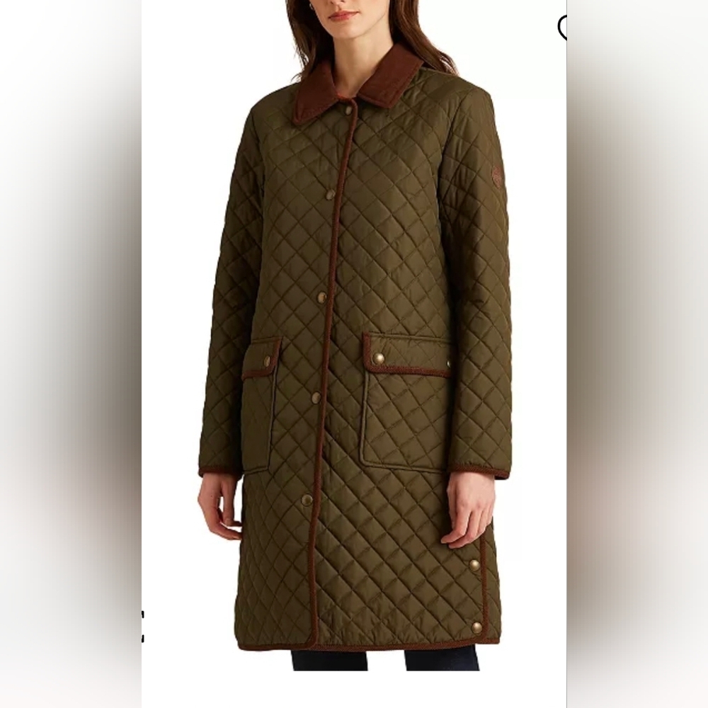 Lauren Ralph Lauren corduroy trim quilted coat sz XL